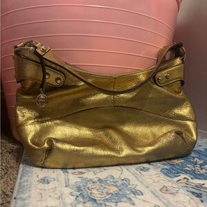 Etienne Aigner Gold Shoulder Bag 100% Genuine Leather